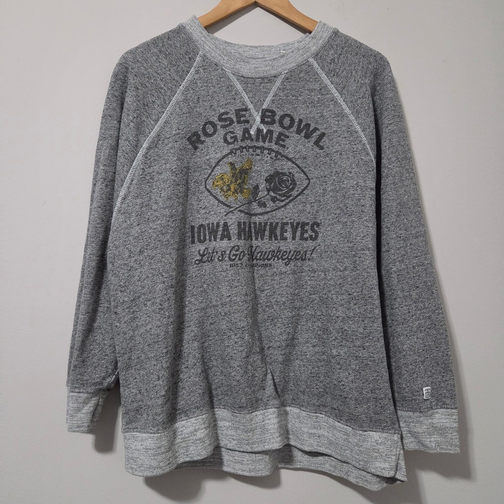 Tailgate Iowa Hawkeyes Rose Bowl Game Sweatshirt Grey Raglan‎ Pullover Womens M
